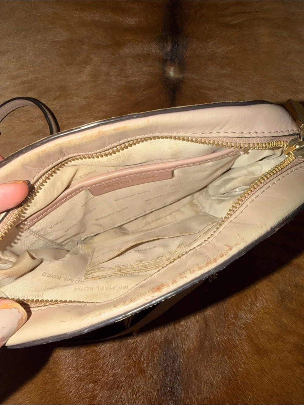 $298 Michael Kors Old Rose Signature Leather Floral Applique Ginny Crossbody Bag